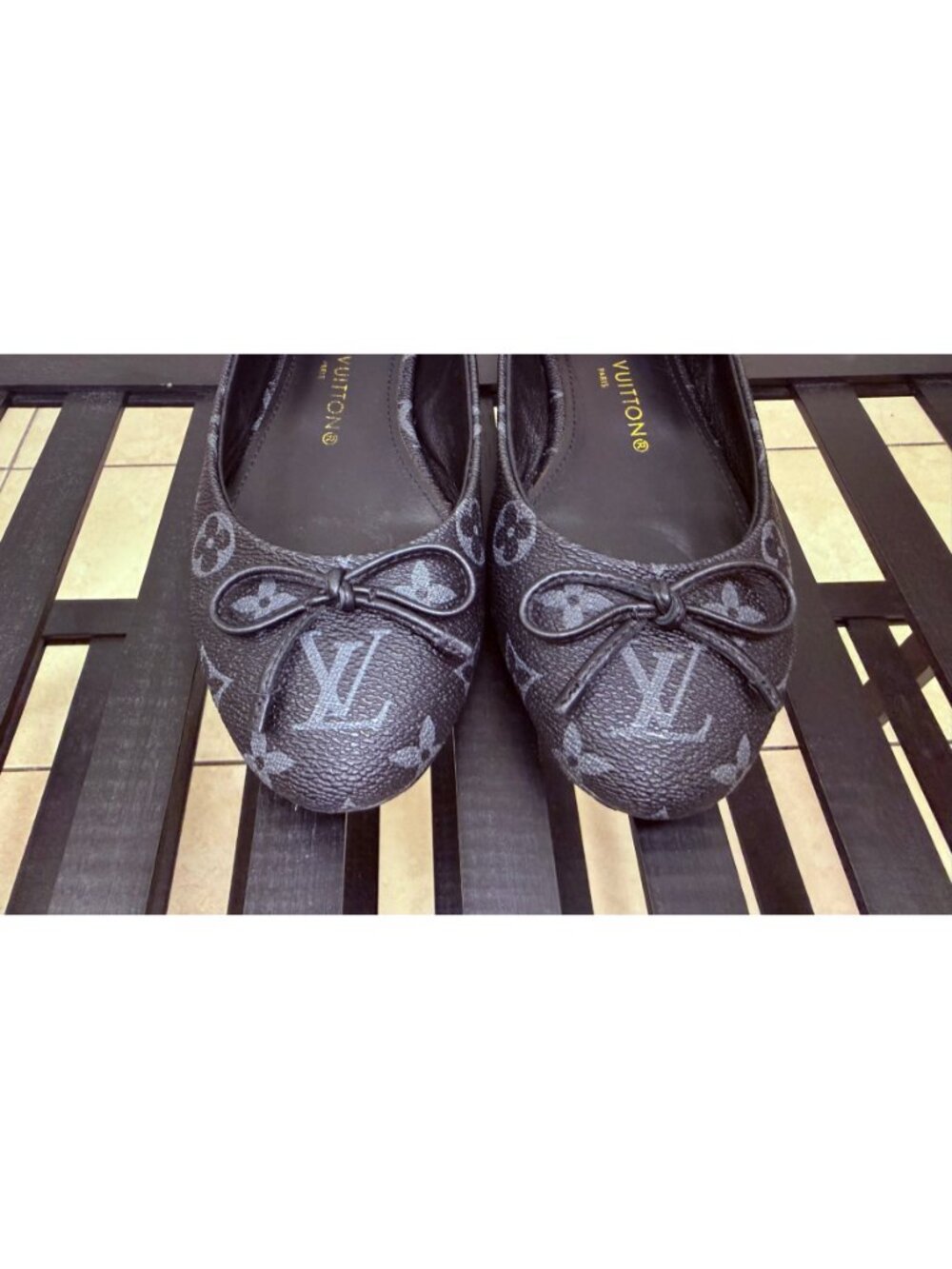 Louis Vuitton LV - Black & Blue Monogram Ballet Flats - Size 38 (US 7.5 / 8)